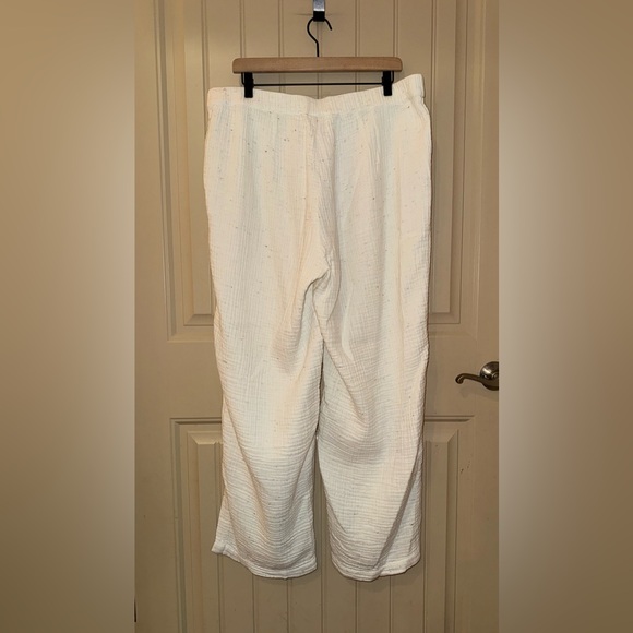 NWT Pure Jill Textured Cotton-Gauze Pants Size XL Cream Multi Beachy Relaxed - Picture 3 of 6